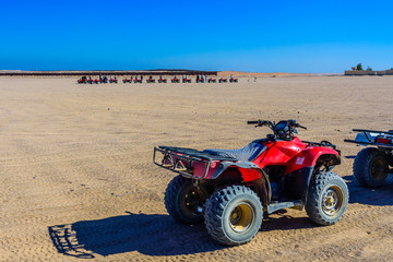 Quad bike in Arabian desert not far from the Hurghada city, Egypt