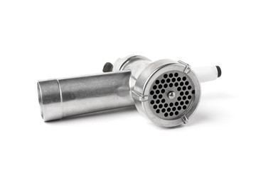 Nozzle for meat grinder isolated on white background.