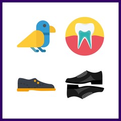 4 beauty icon. Vector illustration beauty set. bird and black shoes icons for beauty works
