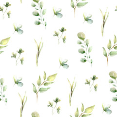 Fototapeta na wymiar Spring. Pattern of green leaves and clovers