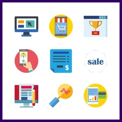9 online icon. Vector illustration online set. online shopping and blogging icons for online works