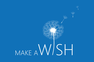 make a wish typography with dandelion vector illustration EPS10