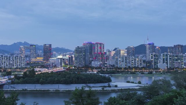 Seoul City Skyline,South Korea.Timelapse 4k