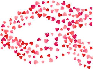 Red flying hearts bright love passion vector background.