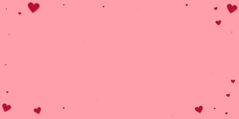 Red heart love confettis. Valentine's day vignette