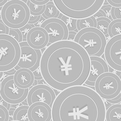 Chinese yuan silver coins seamless pattern. Dramat