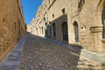 Fototapeta na wymiar Medieval street in the town of Rhodes