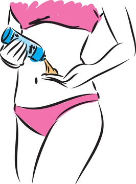 woman with sunscreen bottle illustration