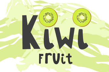 Hand drawn  with print kiwi fruit. Fresh juicy summer print.