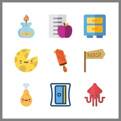 9 kitchen icon. Vector illustration kitchen set. cabinet and chicken leg icons for kitchen works