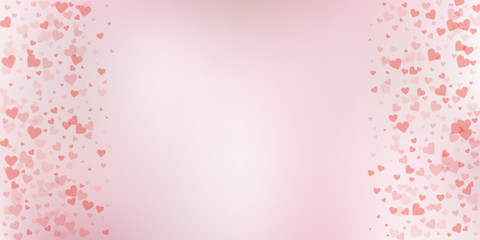 Red heart love confettis. Valentine's day border a