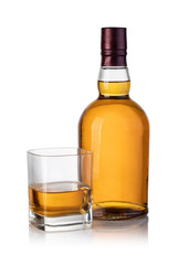 whiskey bottle and glass
