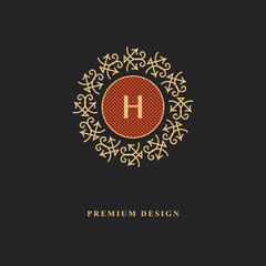 Monogram design elements, graceful template. Calligraphic elegant line art logo design. Capital Letter emblem sign H for Royalty, business card, Boutique, Hotel, Heraldic, Jewelry. Vector illustration