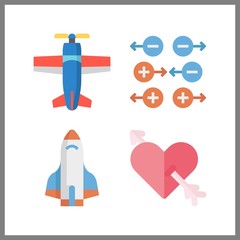 4 fly icon. Vector illustration fly set. cupid and gravity icons for fly works