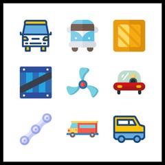 9 shipping icon. Vector illustration shipping set. van and box icons for shipping works