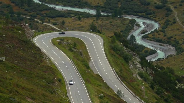 Grimsel Pass Road near Gletsch, Valais, Switzerland, Europe
