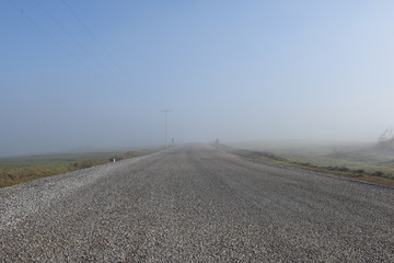 road at fog in autumn