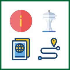 4 tourism icon. Vector illustration tourism set. info and route icons for tourism works