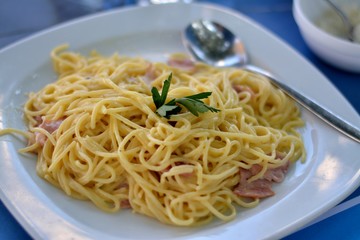 Delicious italian spaghetti carbonara