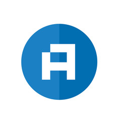 Initial Letter A Icon, White Alphabet A on Blue Circle, Flat Design Logo Element