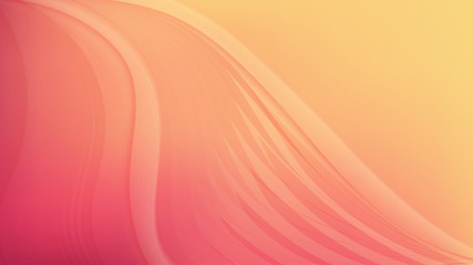 Horizontal abstract gradient background with wavy blurred shapes. Wallpaper template is soft coral color. Vector illustration.
