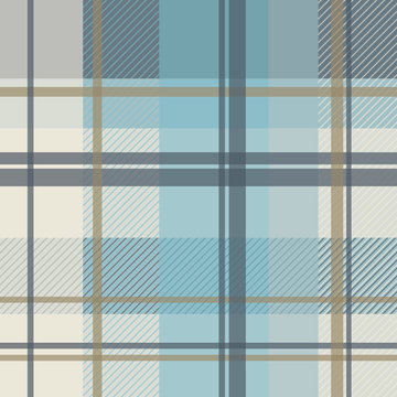 winter plaid in ice blue and beige seamless pattern