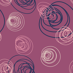 abstract circle flowers on plum seamless pattern