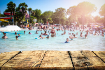 Wooden table in a beautiful exotic mood by the sea    