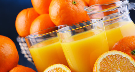 Glasses with freshly squeezed orange juice