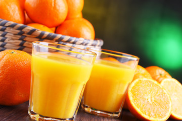 Glasses with freshly squeezed orange juice