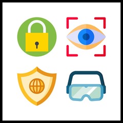 4 cyber icon. Vector illustration cyber set. secure and padlock icons for cyber works