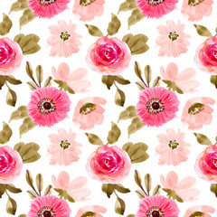 pink floral watercolor seamless pattern
