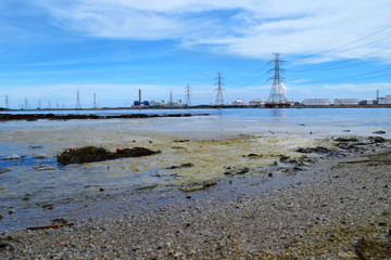 dirty sea industrial area
