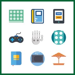 9 pad icon. Vector illustration pad set. sunshade and tablets icons for pad works