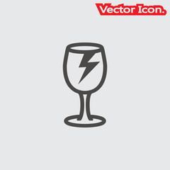 Broken glass icon isolated sign symbol and flat style for app, web and digital design. Vector illustration.
