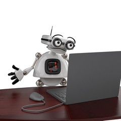 vintage white robot in a white background