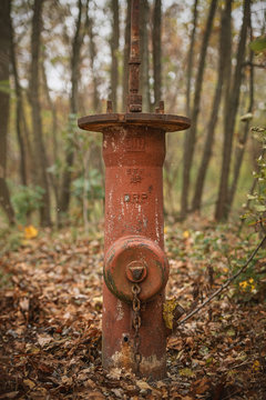 Old German Fire Hydrant Of The Third Reich Times On The Autumn Background