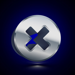 Obraz premium 3D stylized Cancel icon. Silver vector icon. Isolated symbol illustration on dark background.