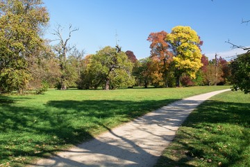 Lednnice. Autumn on the footpath to John Castle. South Moravia. Czech Republic. Europe.