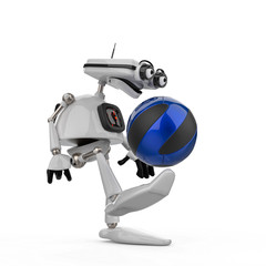 vintage white robot in a white background