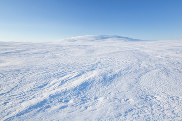 Morning mood short after sunrise in Krkonose in winter (Poland, Czech Republic)