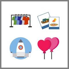 Obraz premium 4 creative icon. Vector illustration creative set. stand and balloons icons for creative works