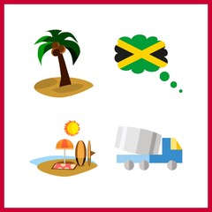 4 tree icon. Vector illustration tree set. jamaica and trucks icons for tree works