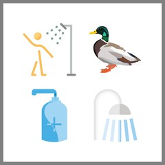 Obraz premium 4 bath icon. Vector illustration bath set. shower and showers icons for bath works