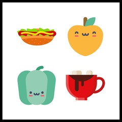 4 slice icon. Vector illustration slice set. chocolate and peach icons for slice works