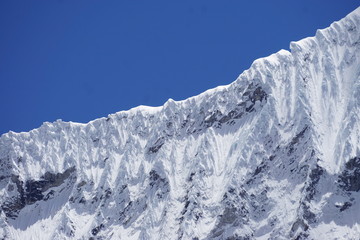 Snow and glacier capped mountain of Cordillera Blanca, Andes Mountains, Peru