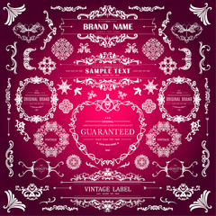 Set of Vintage Decorations Valentines Elements.Flourishes Calligraphic Ornaments and Frames with place for your text. 