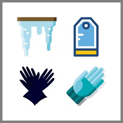 Fototapeta premium 4 hang icon. Vector illustration hang set. gloves and tag icons for hang works