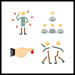 4 bad icon. Vector illustration bad set. aggressive and illness icons for bad works