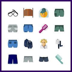 16 hairstyle icon. Vector illustration hairstyle set. hair curler and glasses icons for hairstyle works